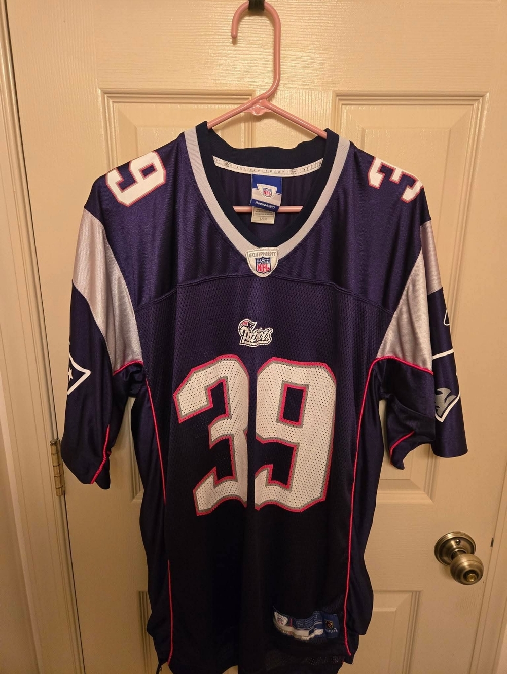 NFL New England Patriots Navy and Silver #39 Football Jersey